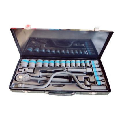 Flyman Tools 24pcs Socket Set 1/2 Drive: Complete Hexagonal Socket Kit with Ratchet and Power Handle
